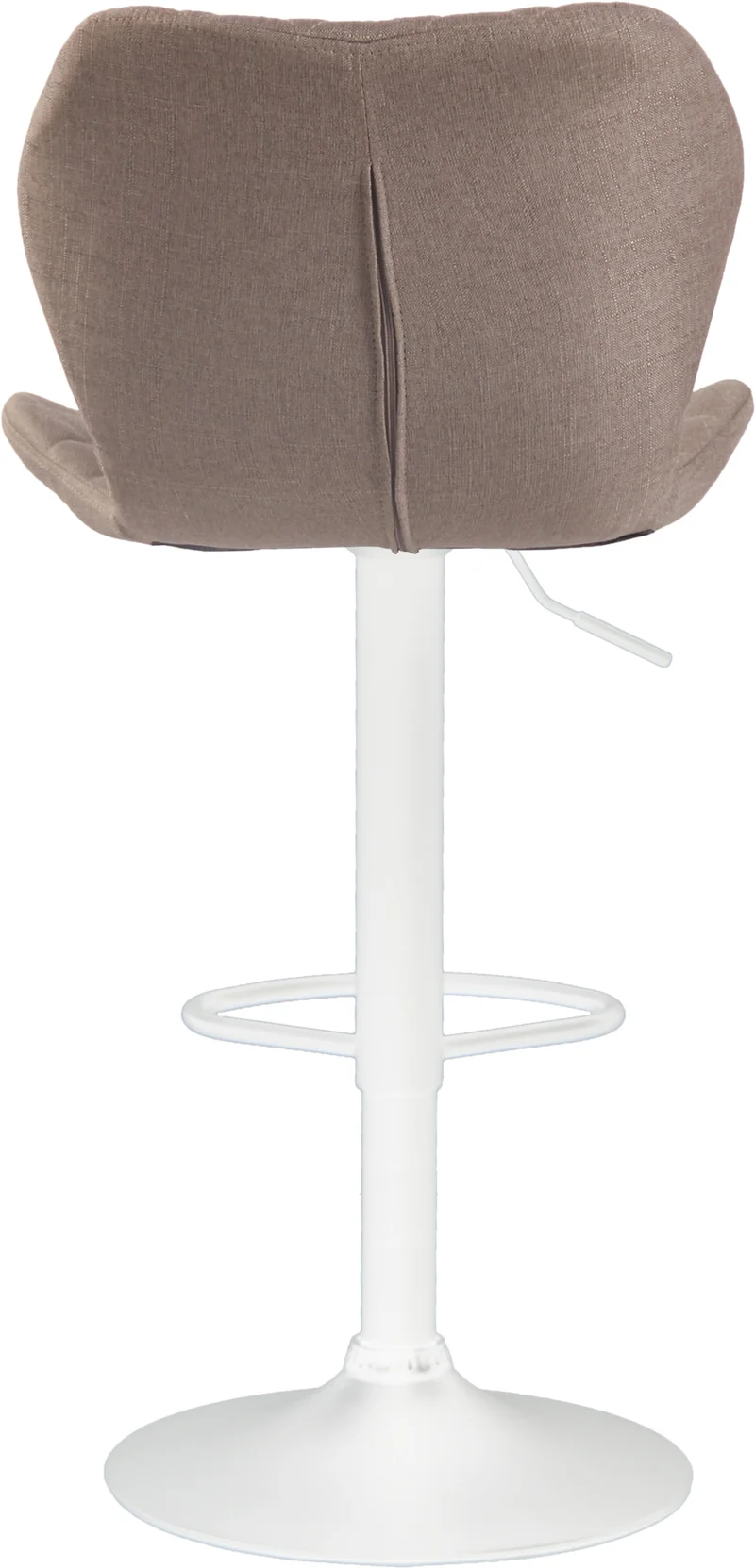 Tabouret de bar x1 avec coutures décoratives en forme de losanges en tissu taupe et métal blanc 10_0004668