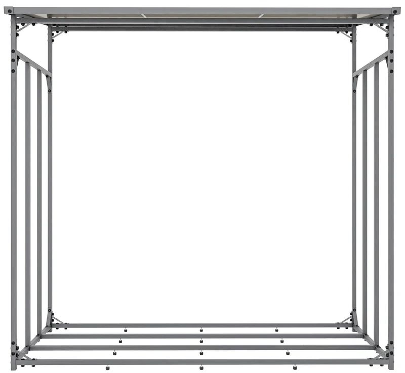 Abri à bois de chauffage en aluminium avec bâche – Support à bûches extérieur avec toit polycarbonate – 165 x 165 x 70 cm 10_0008499