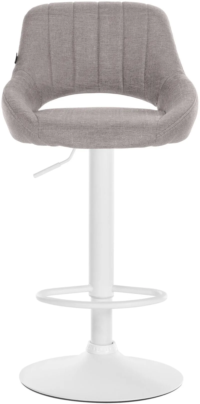 Tabouret de bar x1 réglable en hauteur en tissu gris dossier ajouré et pied métal blanc 10_0005942