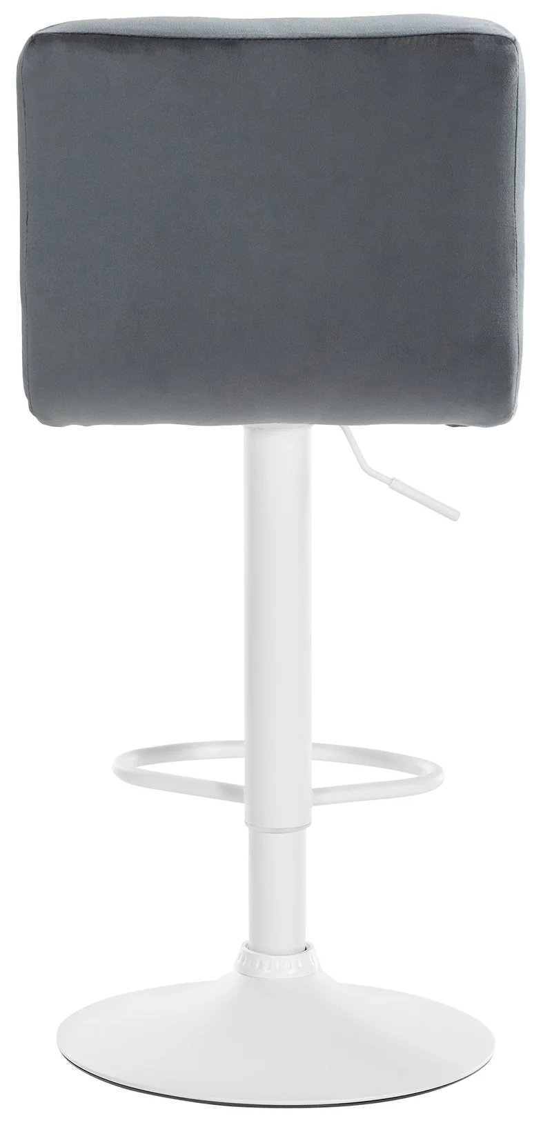 Tabouret de bar chaise haute x 1 avec coutures décoratives carrées assise en velours gris foncé pieds en métal blanc 10_0005337