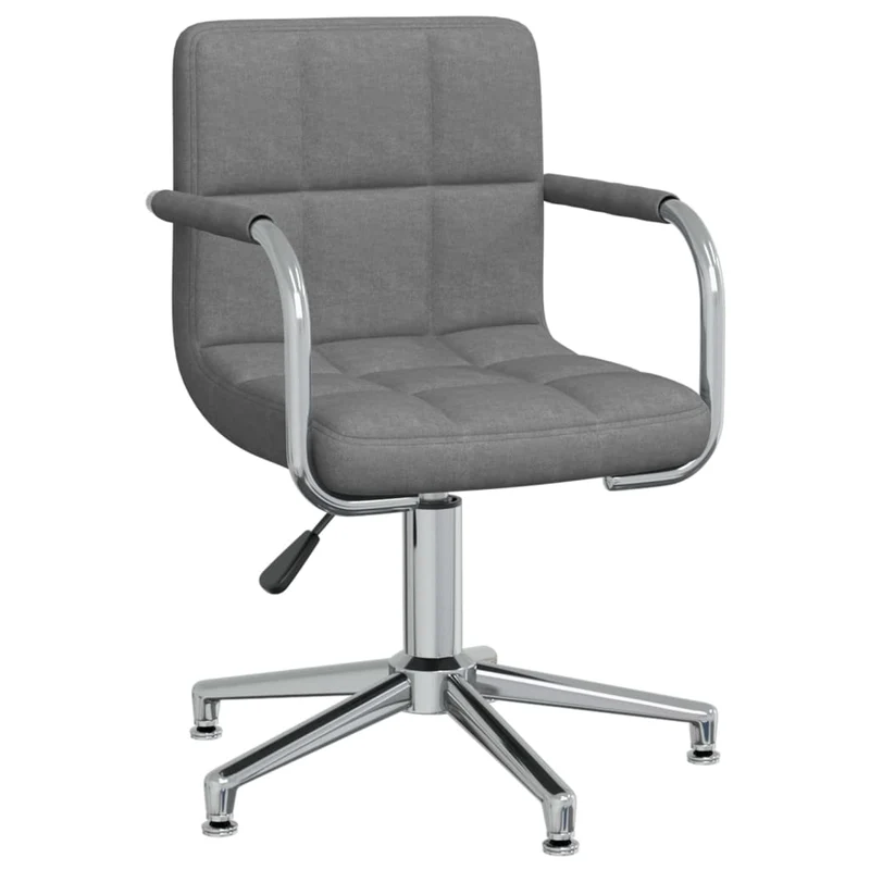 Chaise pivotante de salle à manger bureau en tissu gris cadre en acier chromé DEC025080