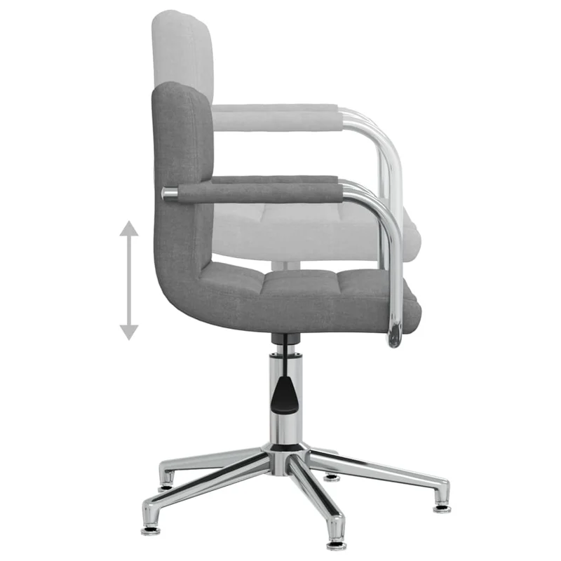 Chaise pivotante de salle à manger bureau en tissu gris cadre en acier chromé DEC025080