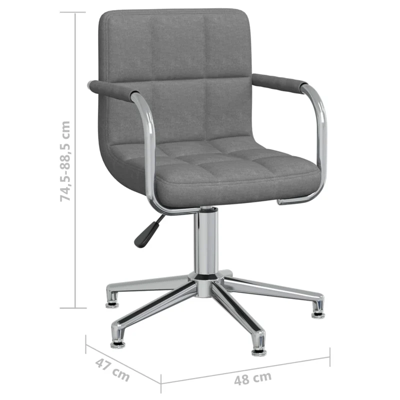 Chaise pivotante de salle à manger bureau en tissu gris cadre en acier chromé DEC025080