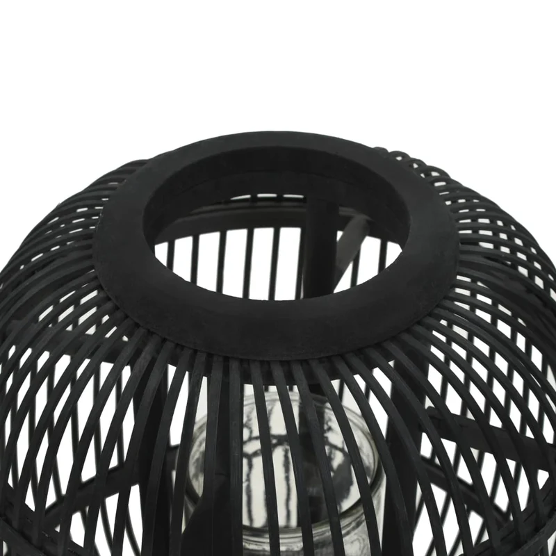 Bougeoir debout porte-bougie bambou noir décoration extérieur 27,5x37 cm DEC020013