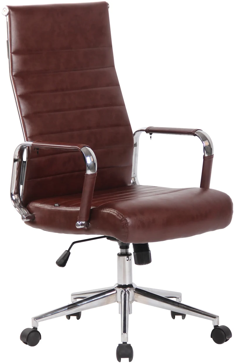 Fauteuil de bureau en synthétique bordeaux avec assise rembourrée pivotant 10_0000887