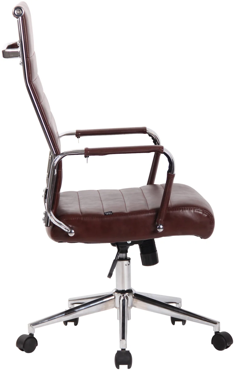 Fauteuil de bureau en synthétique bordeaux avec assise rembourrée pivotant 10_0000887