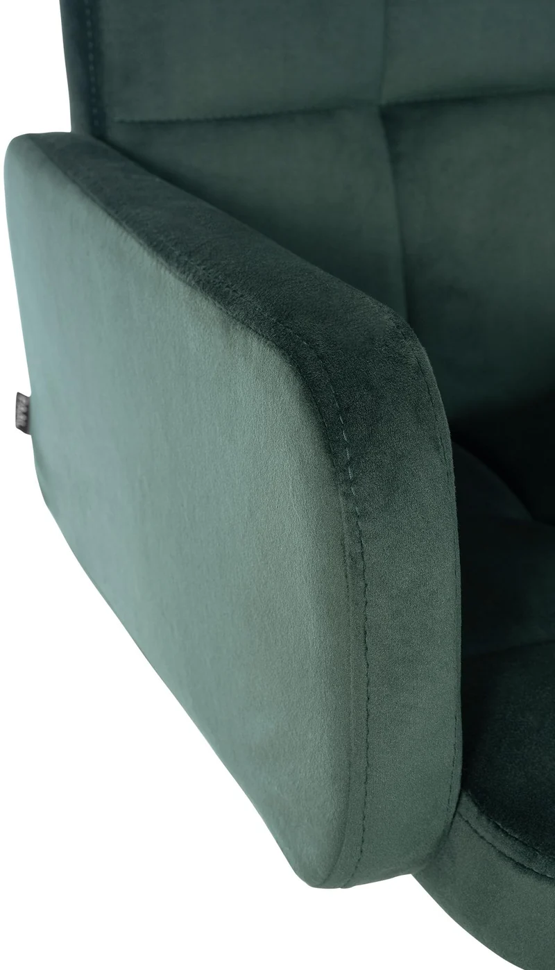 Tabouret de bar x1 avec accoudoirs et repose-pieds en velours couleur vert cadre en métal blanc 10_0006523