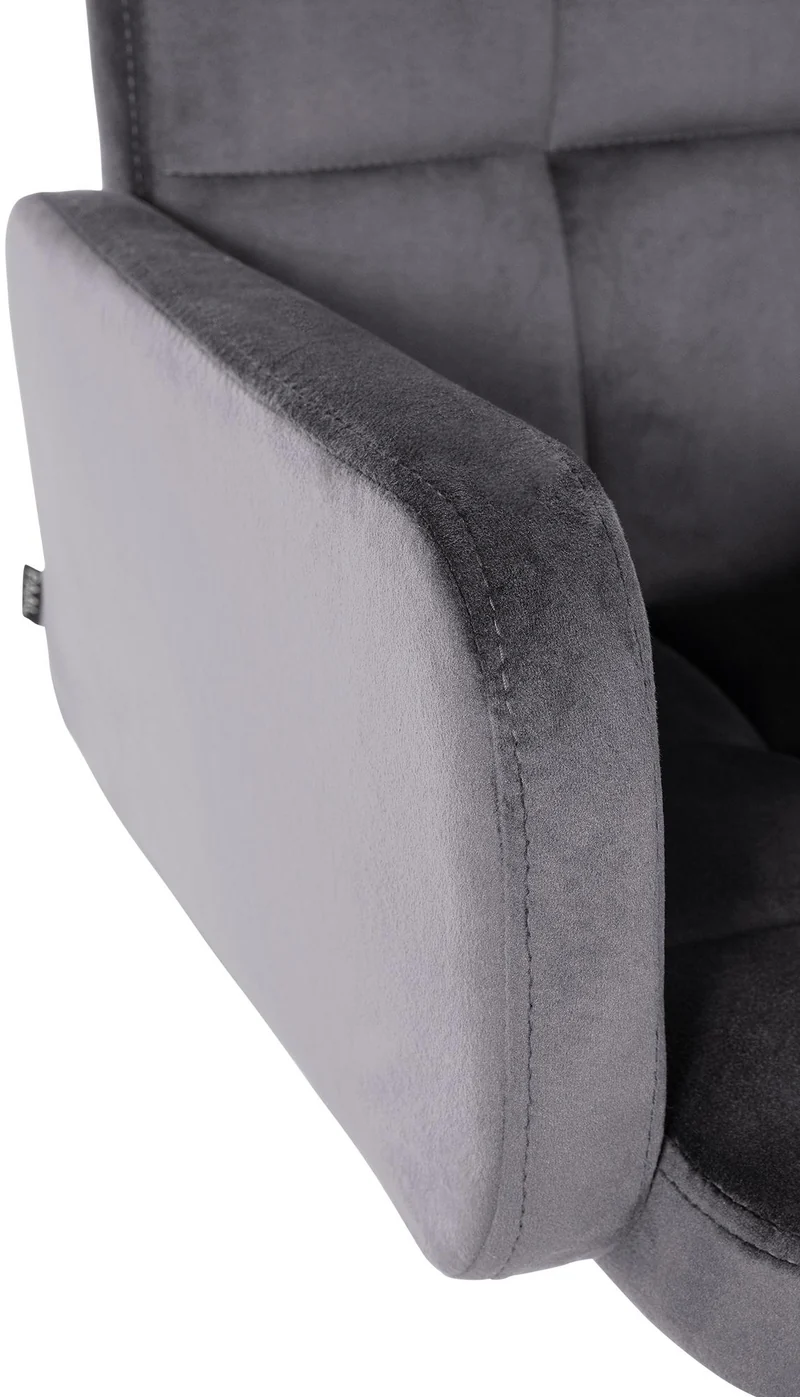 Tabouret de bar x1 avec accoudoirs et repose-pieds en velours couleur gris foncé cadre en métal blanc 10_0006529