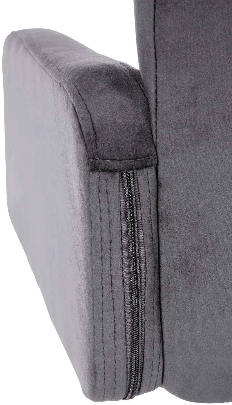 Tabouret de bar x1 avec accoudoirs et repose-pieds en velours couleur gris foncé cadre en métal blanc 10_0006529