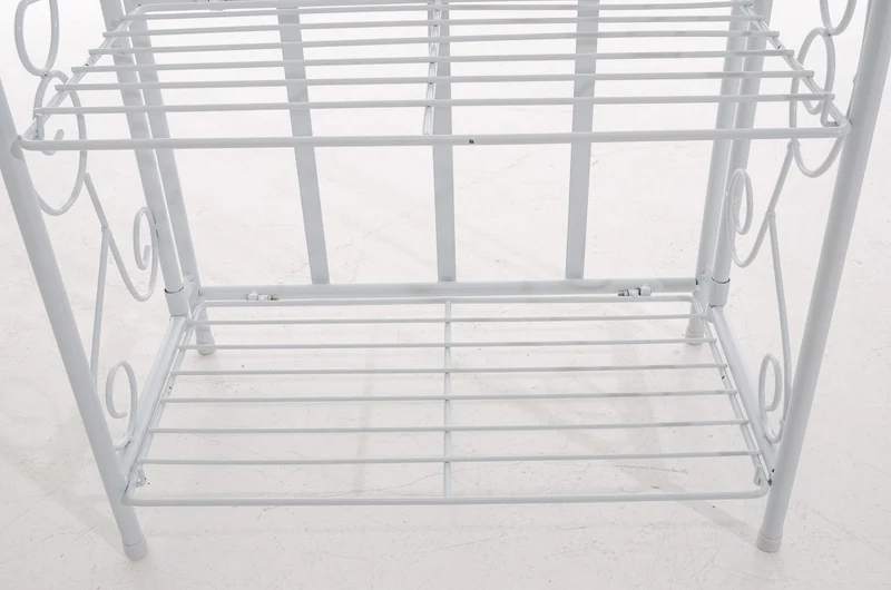 Etagère 3 étagères rangement cuisine balcon salle de bain rabattable en métal blanc 10_0003995