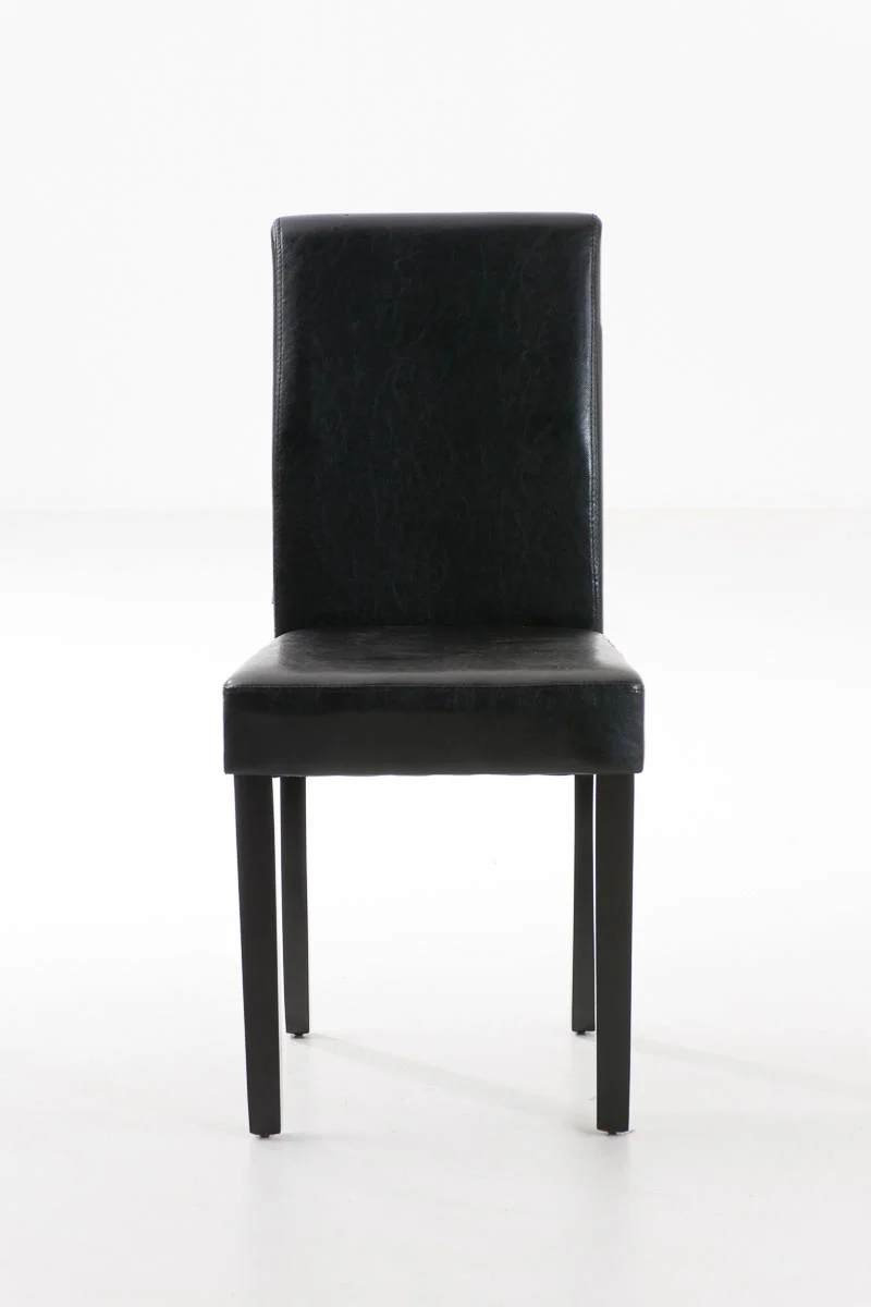 Chaise de salle à manger x1 design moderne en PVC noir et pieds en bois marron 10_0002016
