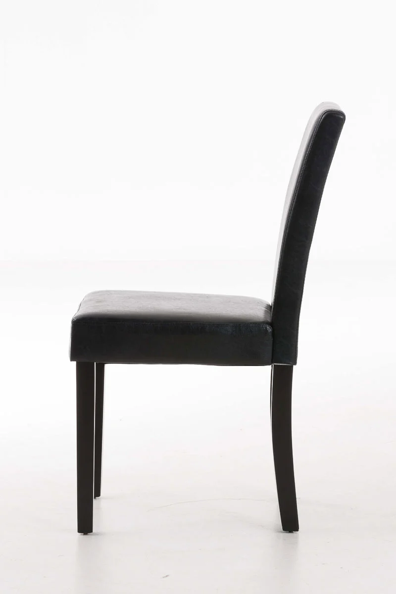Chaise de salle à manger x1 design moderne en PVC noir et pieds en bois marron 10_0002016