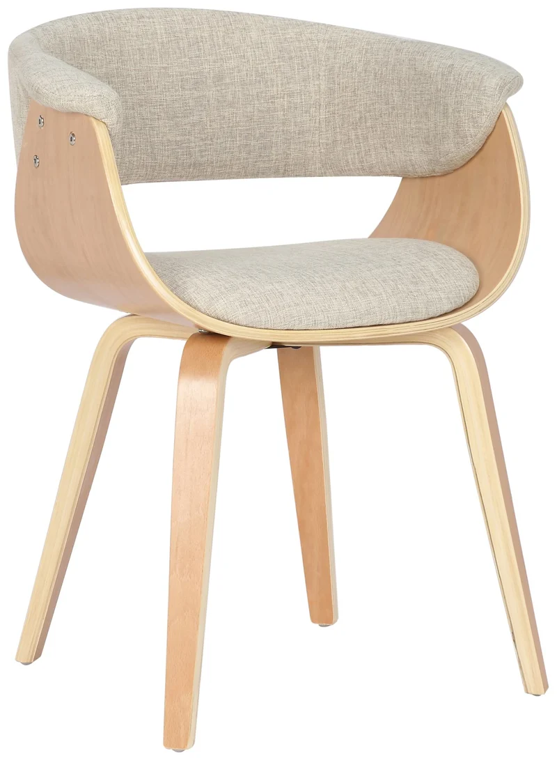 Lot de 2 chaises de la salle à manger design retro en structure en bois clair et assise en tissu crème 10_0001687