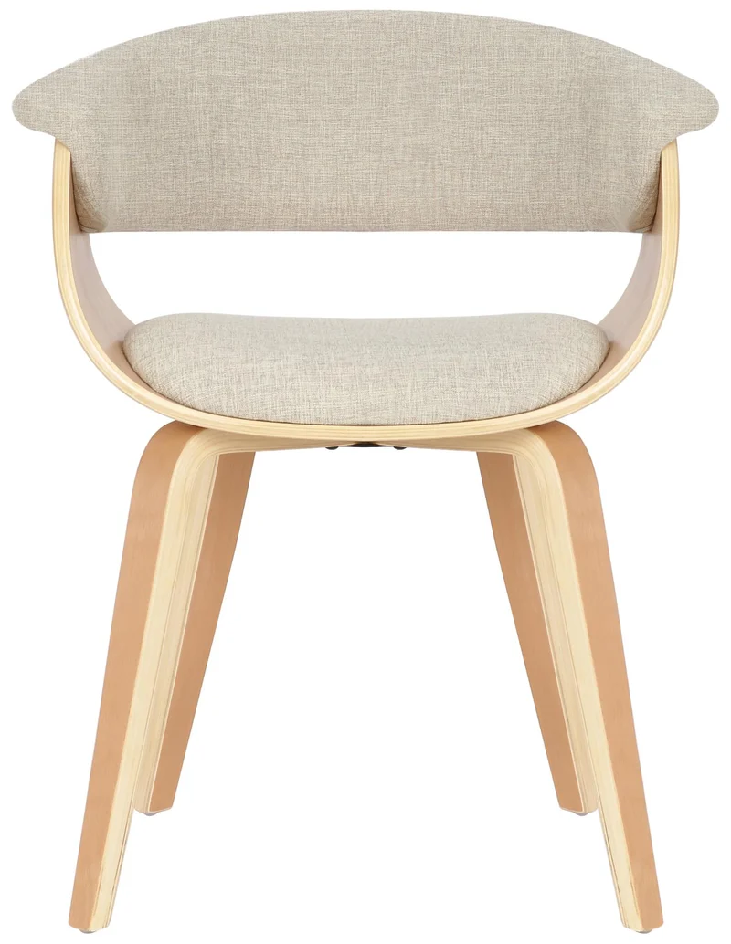 Lot de 2 chaises de la salle à manger design retro en structure en bois clair et assise en tissu crème 10_0001687