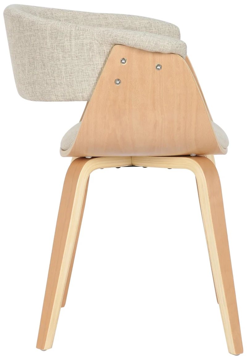 Lot de 2 chaises de la salle à manger design retro en structure en bois clair et assise en tissu crème 10_0001687