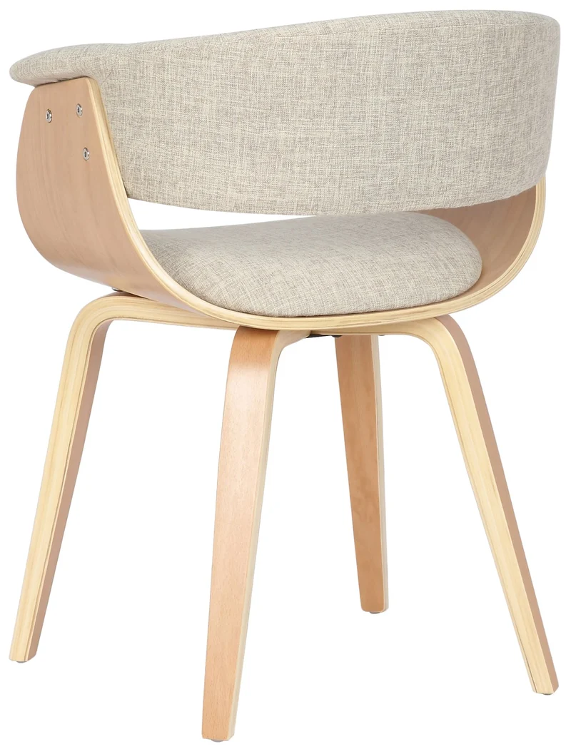 Lot de 2 chaises de la salle à manger design retro en structure en bois clair et assise en tissu crème 10_0001687