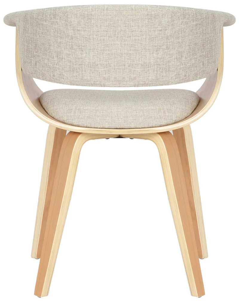 Lot de 2 chaises de la salle à manger design retro en structure en bois clair et assise en tissu crème 10_0001687