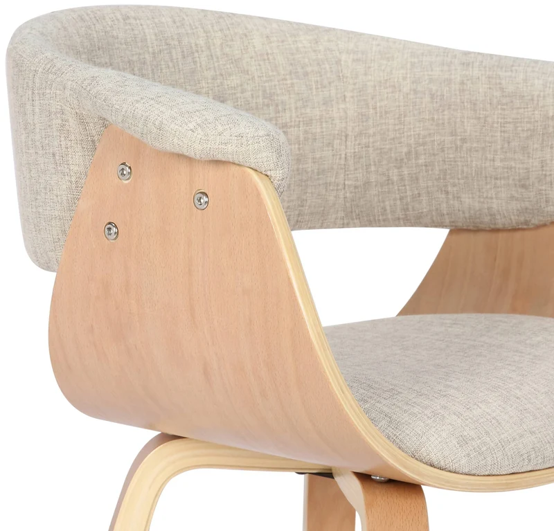 Lot de 2 chaises de la salle à manger design retro en structure en bois clair et assise en tissu crème 10_0001687