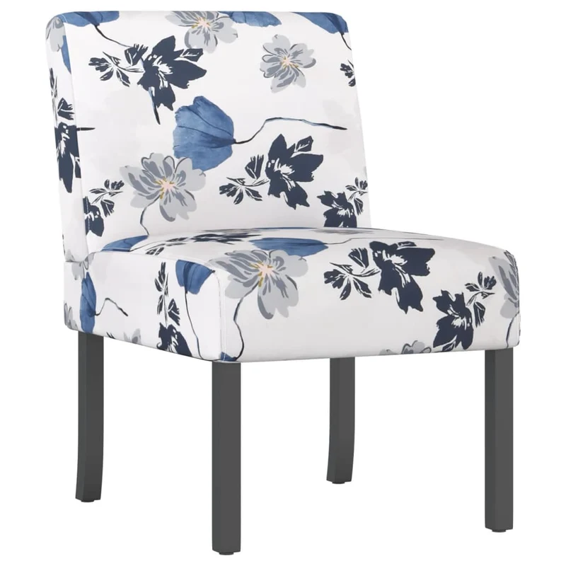 Chaise sans accoudoirs en tissu avec motif floral bleu DEC026271