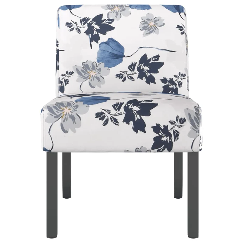 Chaise sans accoudoirs en tissu avec motif floral bleu DEC026271