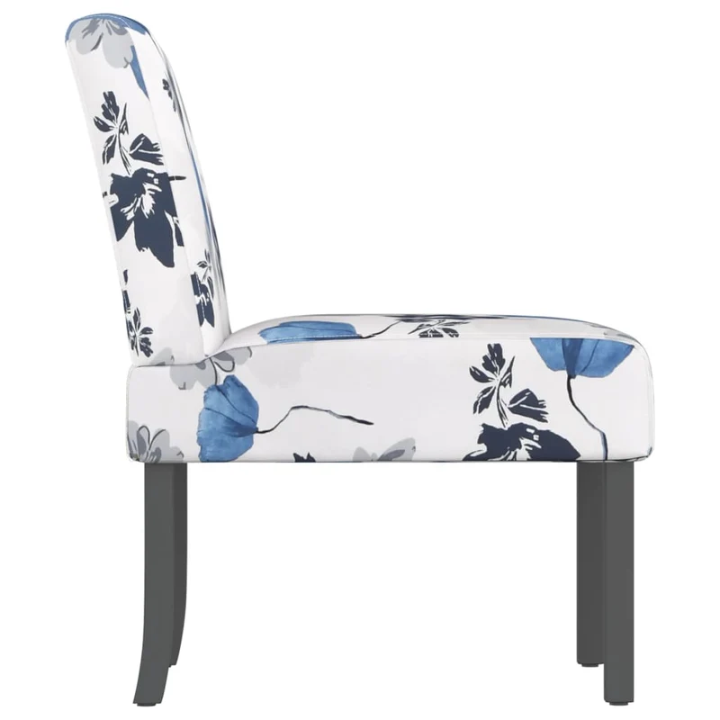 Chaise sans accoudoirs en tissu avec motif floral bleu DEC026271