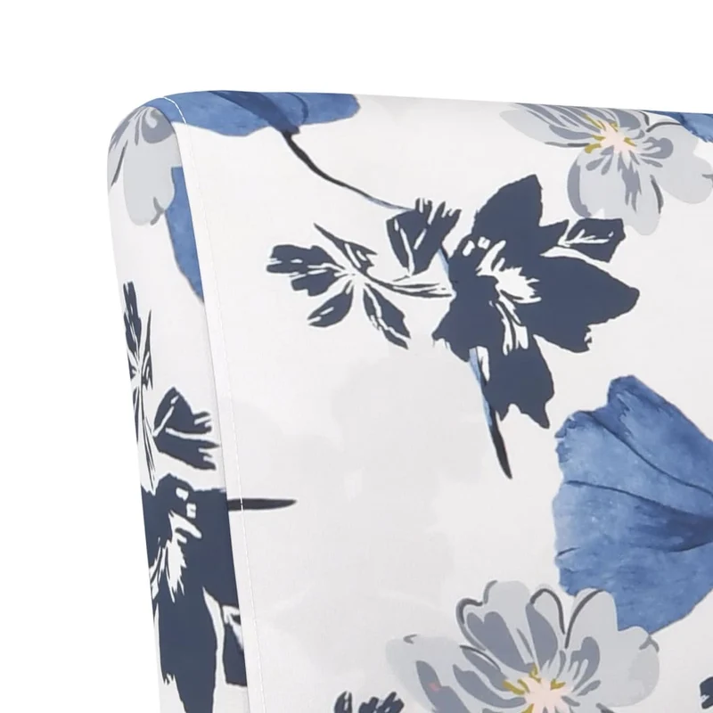 Chaise sans accoudoirs en tissu avec motif floral bleu DEC026271