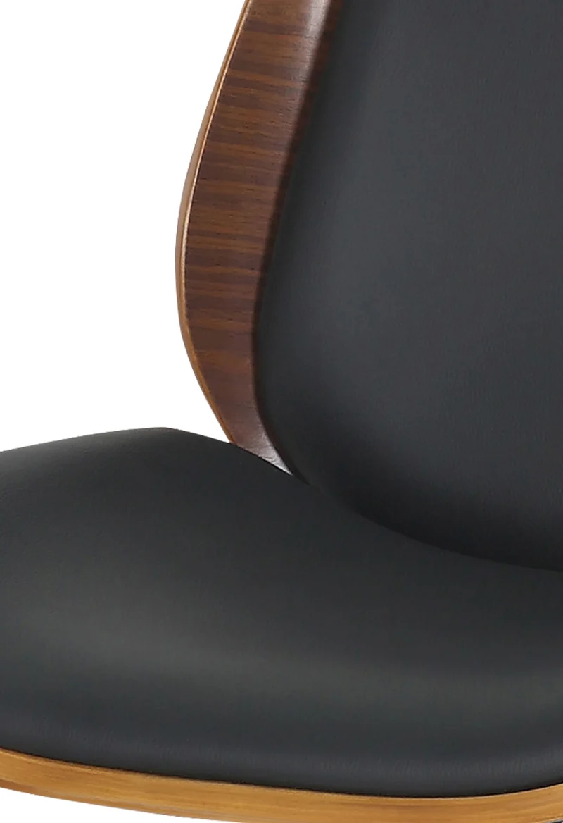 Fauteuil de bureau sur roulettes pivotante et réglable design moderne synthétique noir bois et métal chromé BUR10682