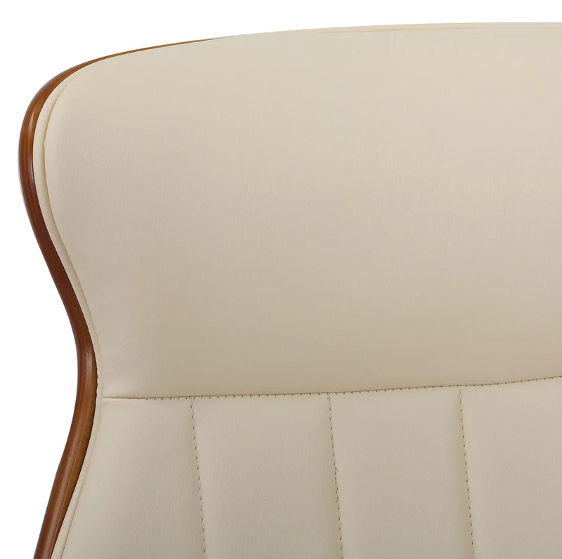 Fauteuil de bureau avec roulettes synthétique crème et bois noyer hauteur réglable BUR10462