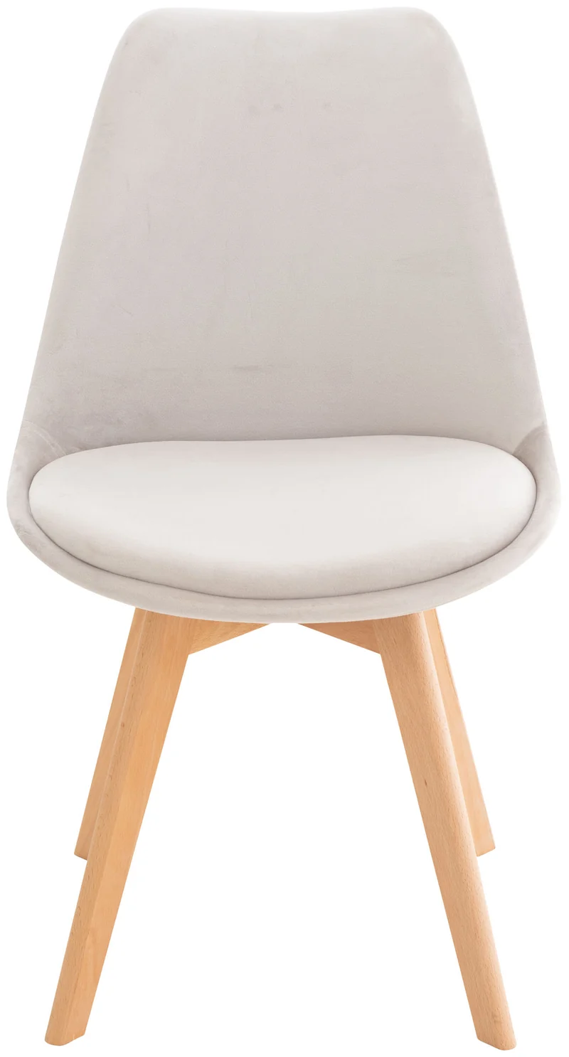 Chaise de salle à manger x1 design scandinave en velours gris clair et pieds en bois clair 10_0002282