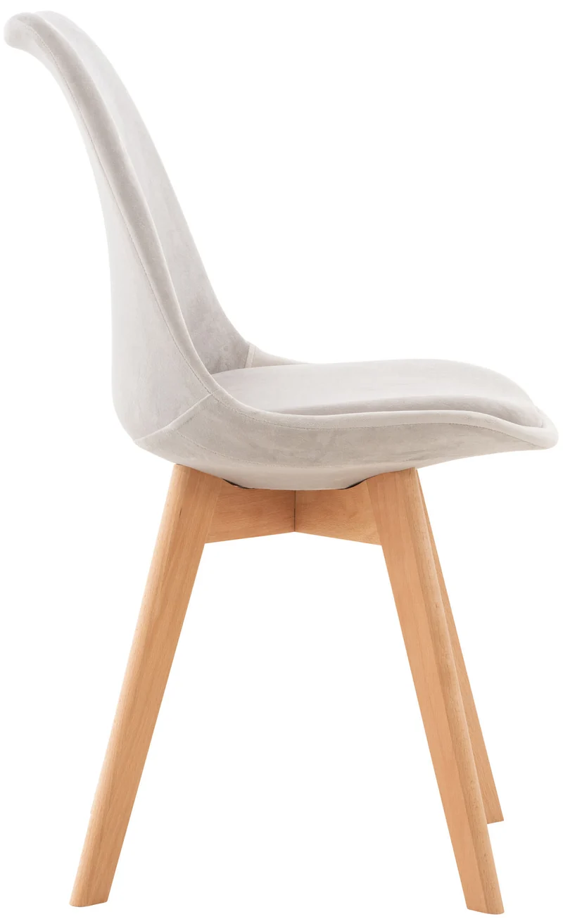Chaise de salle à manger x1 design scandinave en velours gris clair et pieds en bois clair 10_0002282