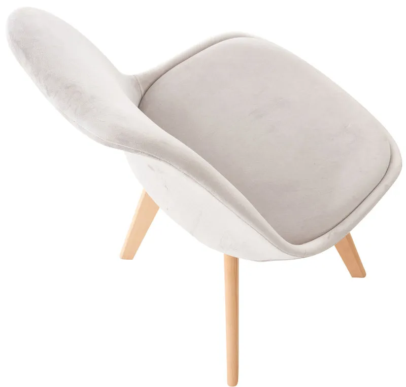 Chaise de salle à manger x1 design scandinave en velours gris clair et pieds en bois clair 10_0002282