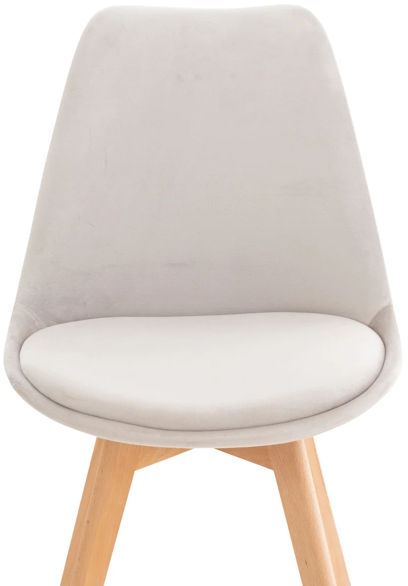 Chaise de salle à manger x1 design scandinave en velours gris clair et pieds en bois clair 10_0002282