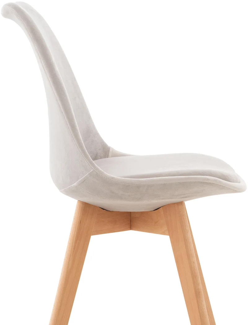Chaise de salle à manger x1 design scandinave en velours gris clair et pieds en bois clair 10_0002282
