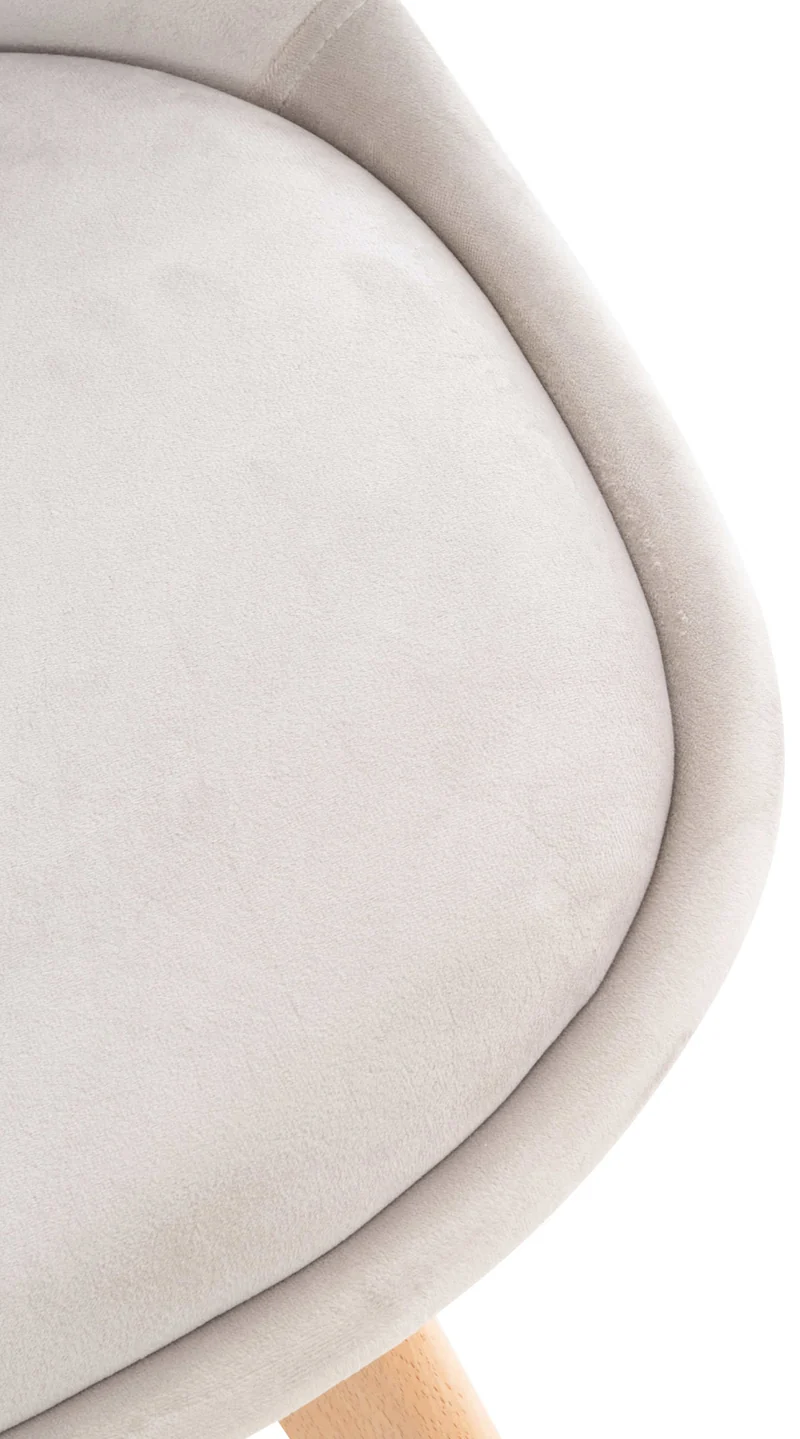 Chaise de salle à manger x1 design scandinave en velours gris clair et pieds en bois clair 10_0002282