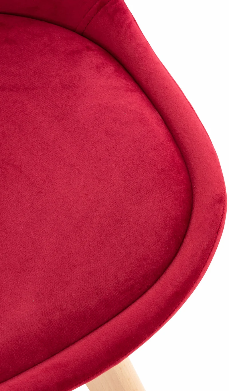 Lot de 4 chaises de salle à manger design scandinave en tissu velours rouge pieds bois clair CDS10388
