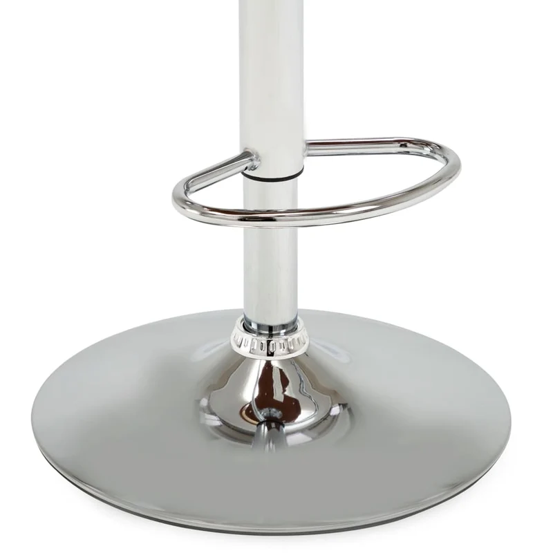 Tabouret de bar x1 chaise haute rétro en bois courbé et PVC crème et métal DEC029462