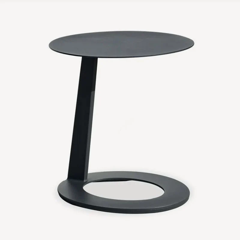 Corrosion-Resistant Minimalist Round Outdoor End Table - 1-Tier Durable Aluminum Frame For Garden & Balcony
