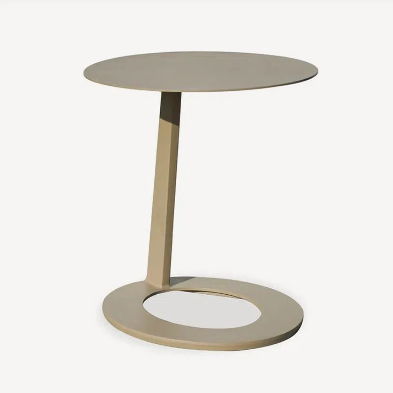 Corrosion-Resistant Minimalist Round Outdoor End Table - 1-Tier Durable Aluminum Frame For Garden & Balcony