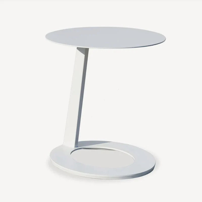 Corrosion-Resistant Minimalist Round Outdoor End Table - 1-Tier Durable Aluminum Frame For Garden & Balcony