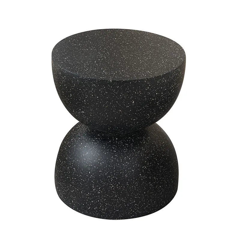Contemporary Nordic Hourglass Round Magnesium Oxide End Table 1-Tray For Living Room