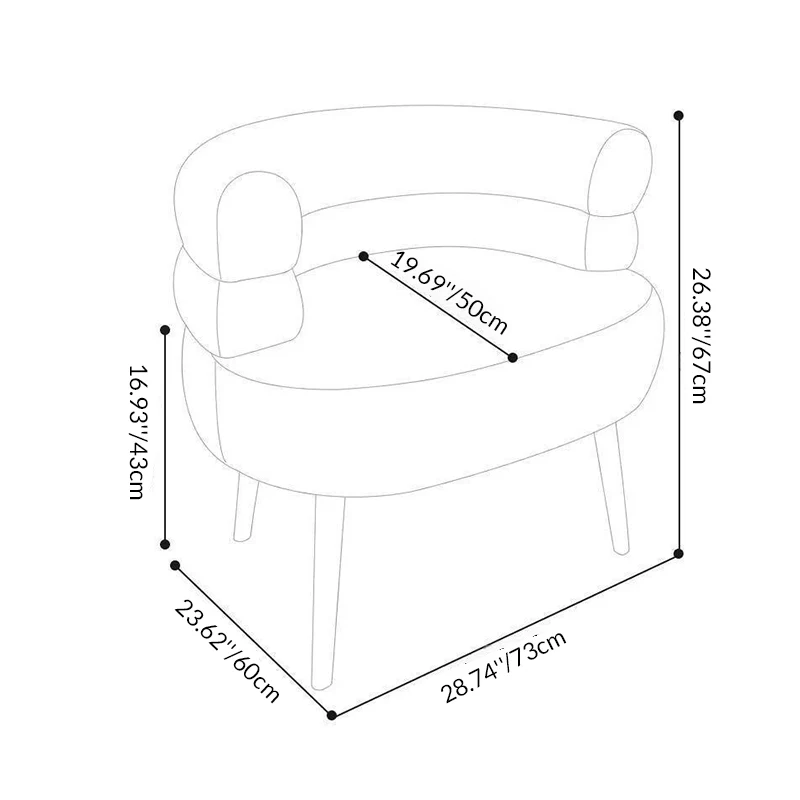 Contemporary Creative Sherpa Fabric Metal Semi-Enclosed Cylindrical Lounge Chair With Backrest & Armrests For Bedroom
