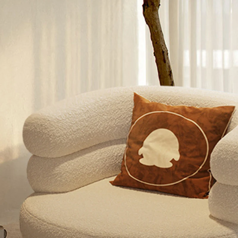 Contemporary Creative Sherpa Fabric Metal Semi-Enclosed Cylindrical Lounge Chair With Backrest & Armrests For Bedroom