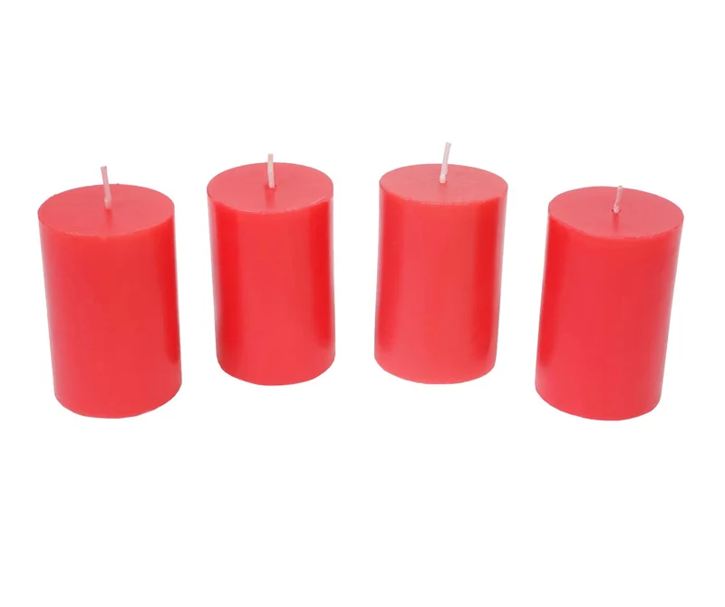 Couronne de l’Avent ronde avec 4 bougies décoration de Noël en bois rouge et métal 04_0010911