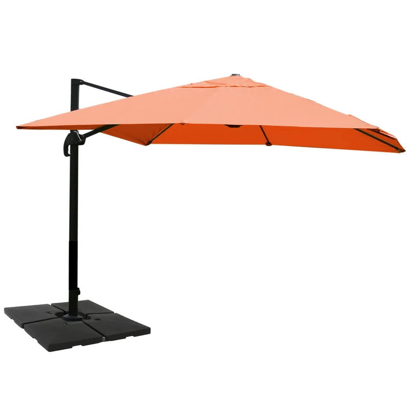 Parasol déporté orientable 360° 3x4 m avec pied et manivelle toile terracotta aluminium et polyester 04_0011268