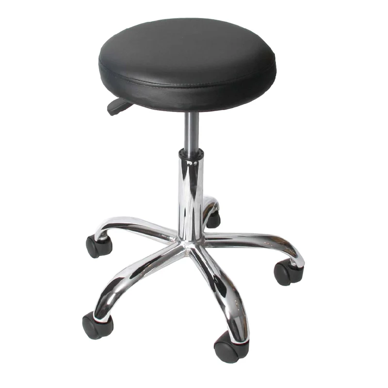 Lot de 2 tabourets de travail à roulettes réglables 55 à 66 cm similicuir noir acier chromé 04_0011590