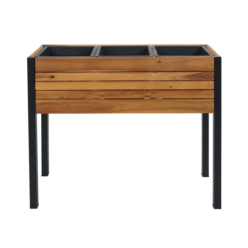 Jardinière sur pieds avec inserts amovibles 75x81x30 cm bois d’acacia aluminium marron 04_0007216