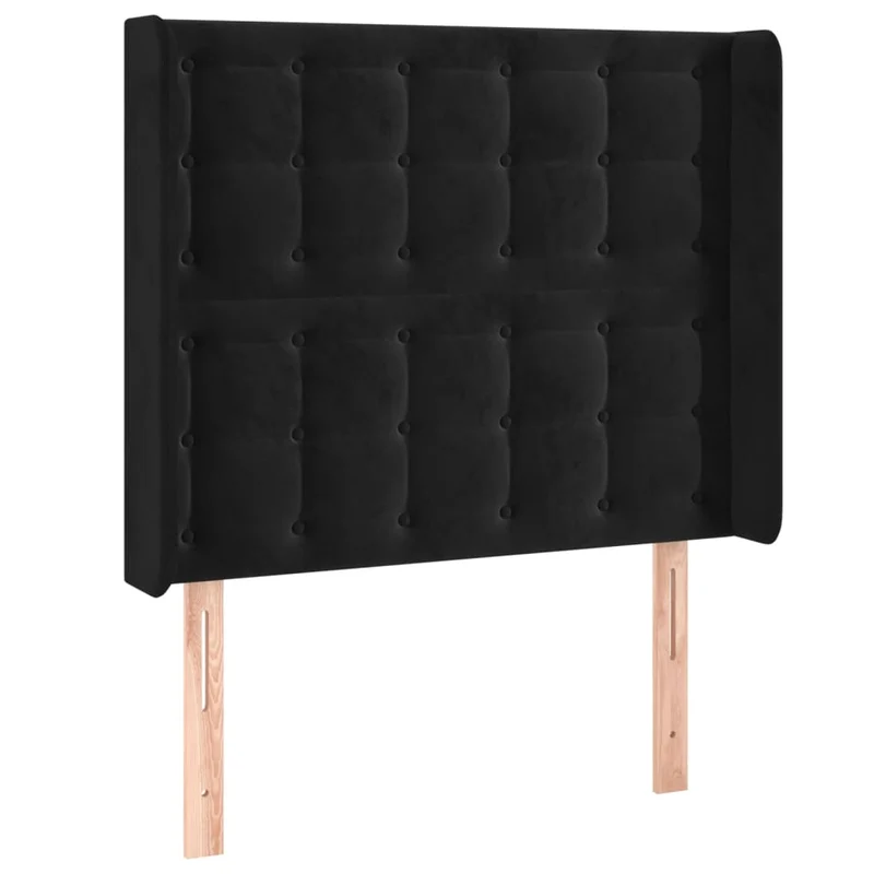 Cadre de lit LED avec sommier tête de lit matelas 100x200 cm tissu velours noir TDL0209314
