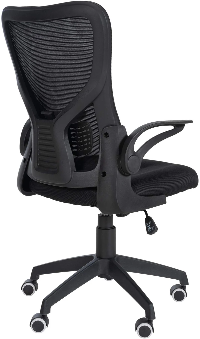 Chaise de bureau sur roulettes accoudoirs rabattables dossier en maille respirante noir 10_0006959