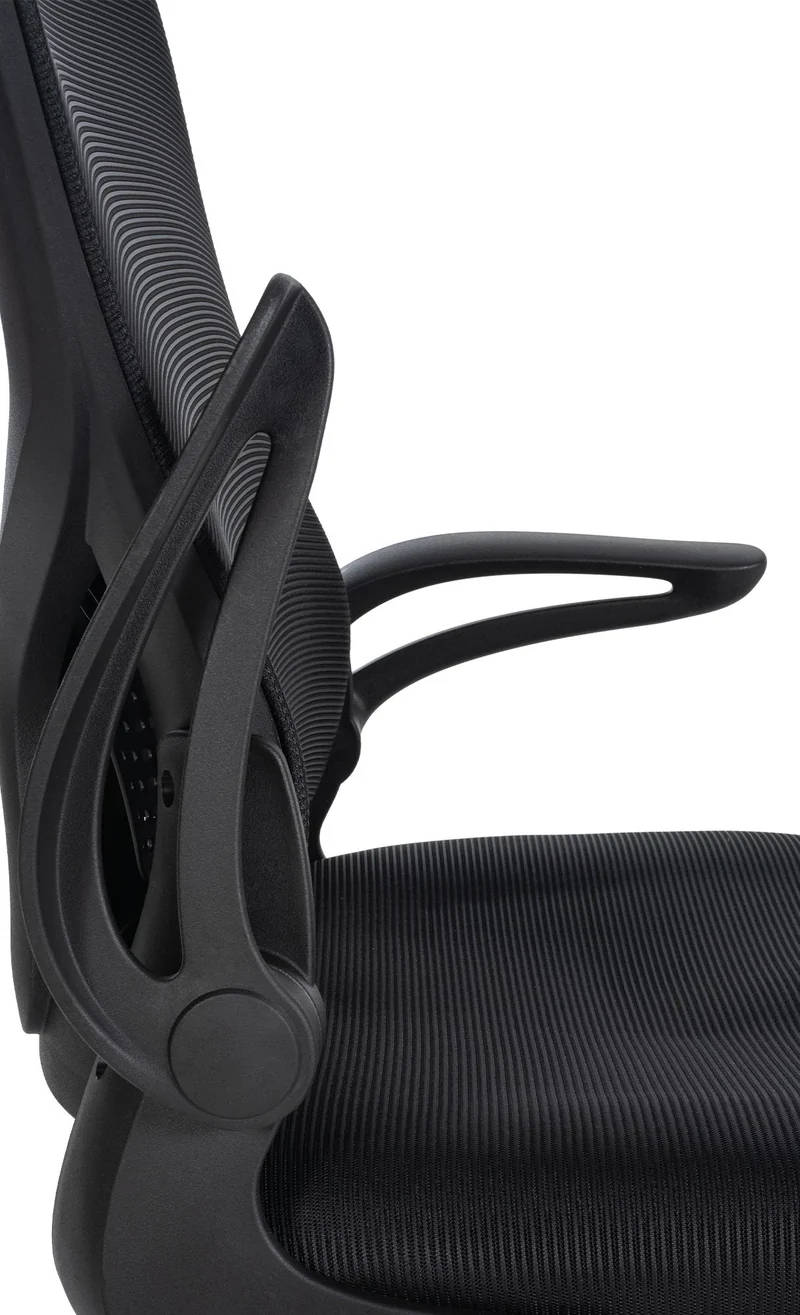 Chaise de bureau sur roulettes accoudoirs rabattables dossier en maille respirante noir 10_0006959