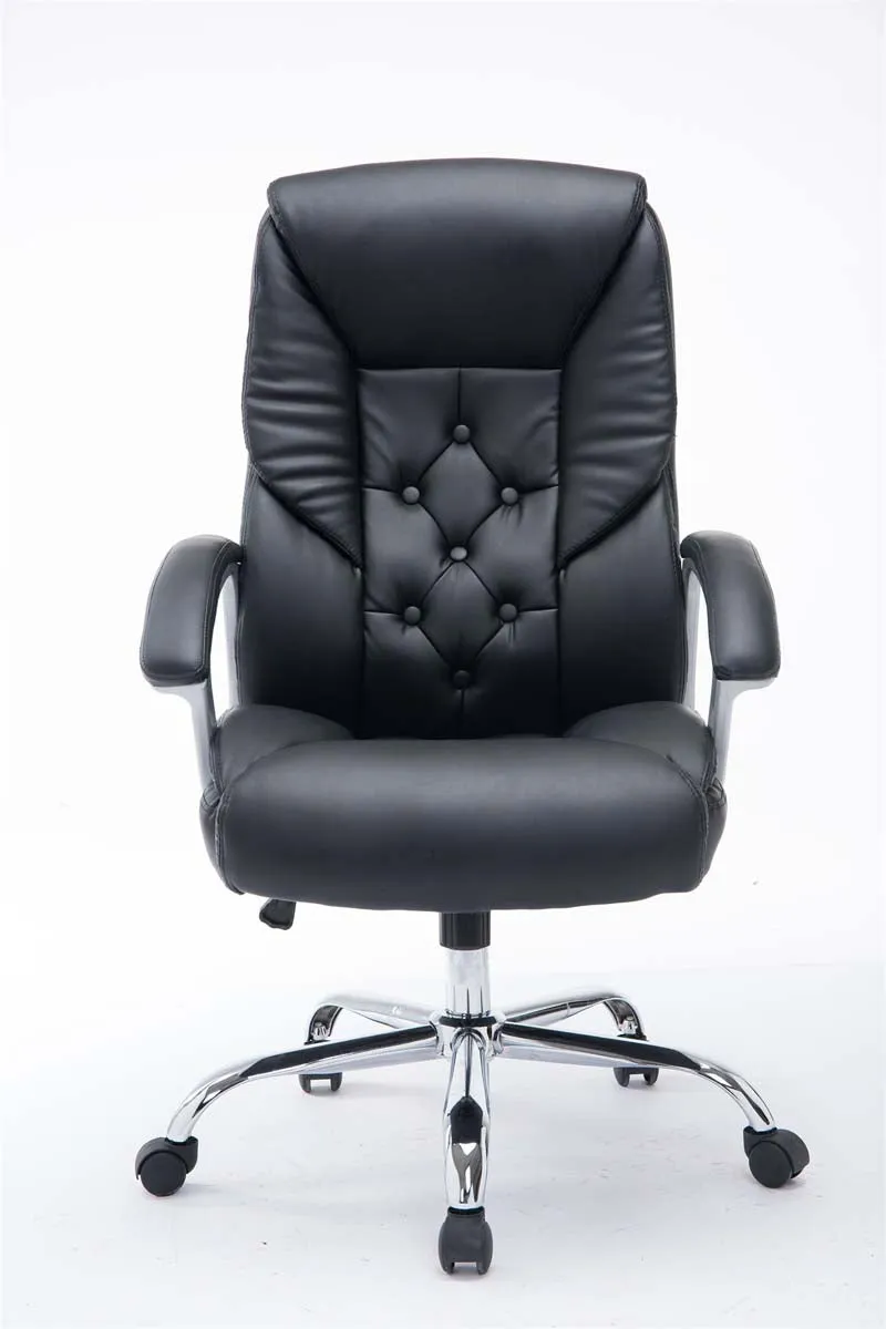 Fauteuil de bureau XXL jusqu’à 210 kg réglable en hauteur et pivotant PVC noir et métal chromé 10_0002392